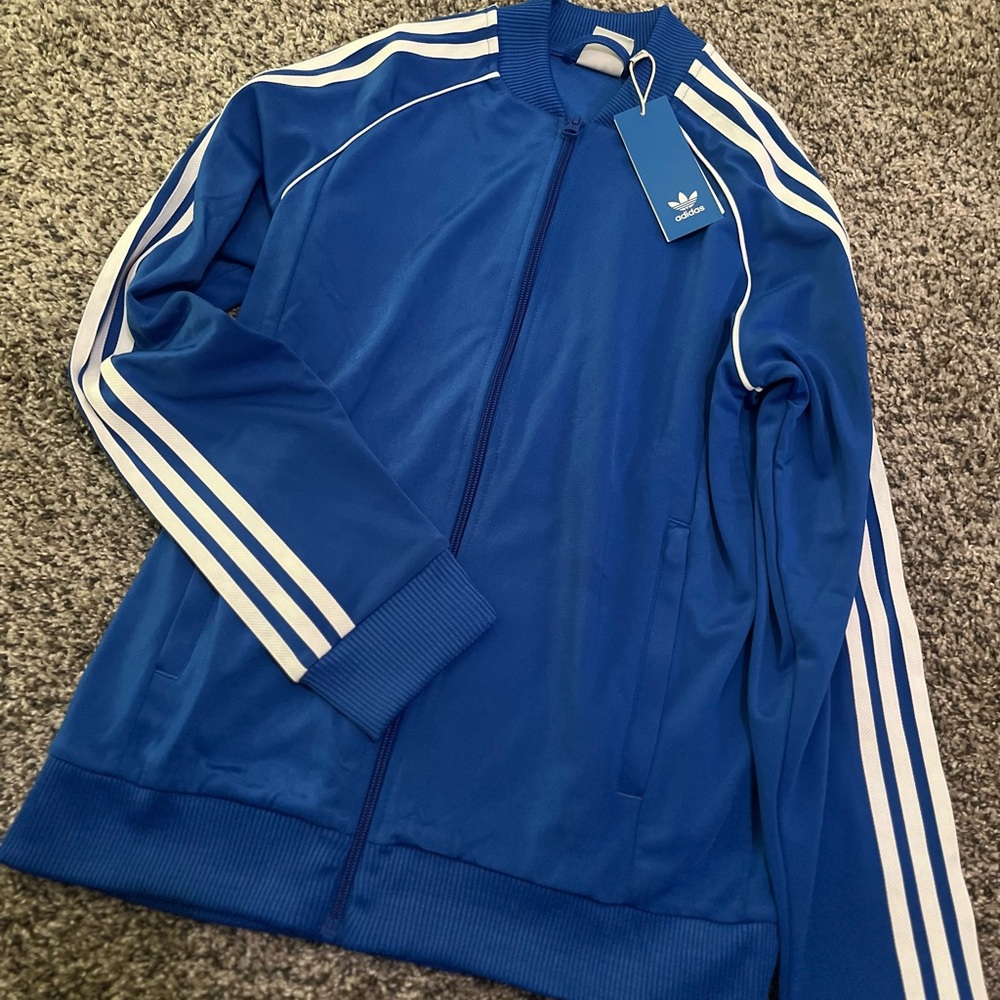 Adidas Royal Blue Jacket with Classic White Stripes